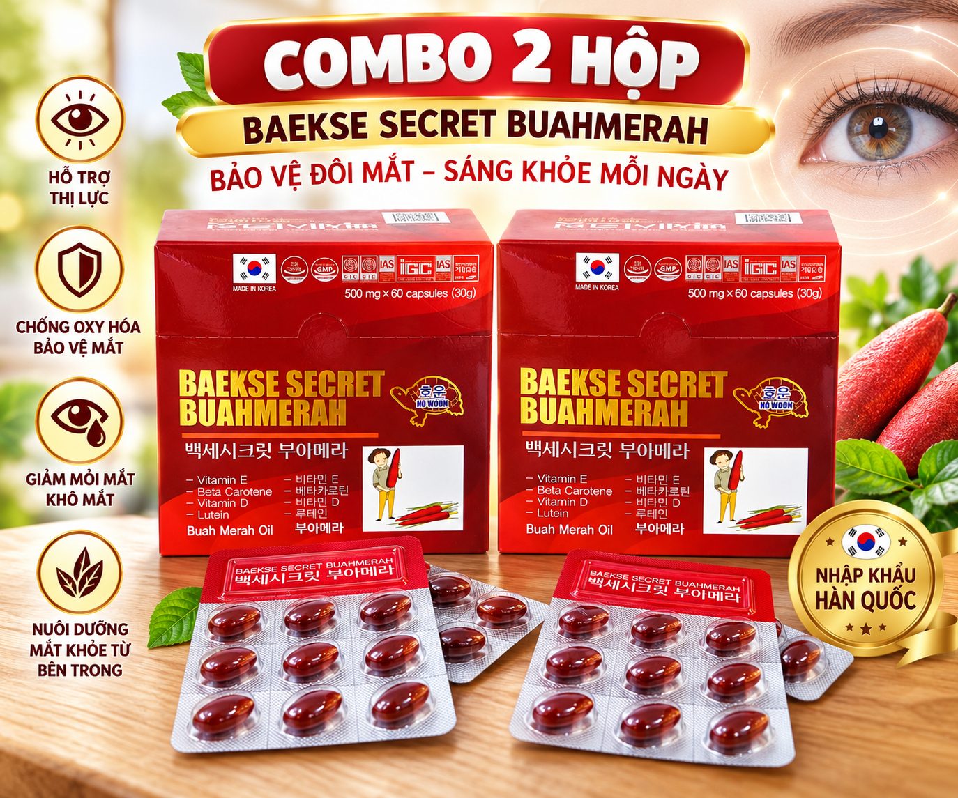 COMBO 2 HỘP BỔ MẮT HÀN QUỐC – BAEKSE SECRET BUAHMERAH - Thumbnail 2