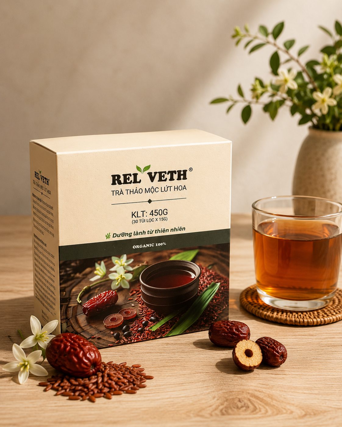 Combo Tươi Trẻ Detox Toàn Diện - Nước Ép Việt Quất Bonne 0.5L & Trà Thảo Mộc Lứt Hoa Relveth 450g - Thumbnail 4