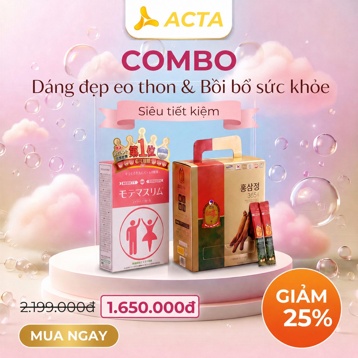 Bộ đôi: Dáng đẹp eo thon Motemaslim & Bồi bổ sức khoẻ Hồng sâm Dream 365 - Thumbnail 3