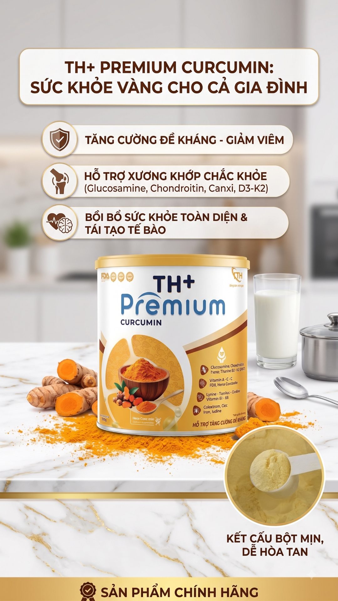 Bộ 3 Hộp Sữa Non Nghệ TH+ Premium Curcumin – Phục Hồi Dinh Dưỡng - Thumbnail 5