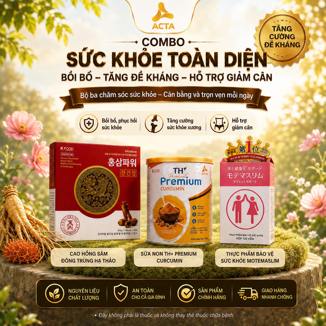 Combo Sức Khỏe Toàn Diện | Cao Hồng Sâm Đông Trùng Hạ Thảo & Sữa Non TH+ Premium Curcumin & Motemaslim - Thumbnail 4